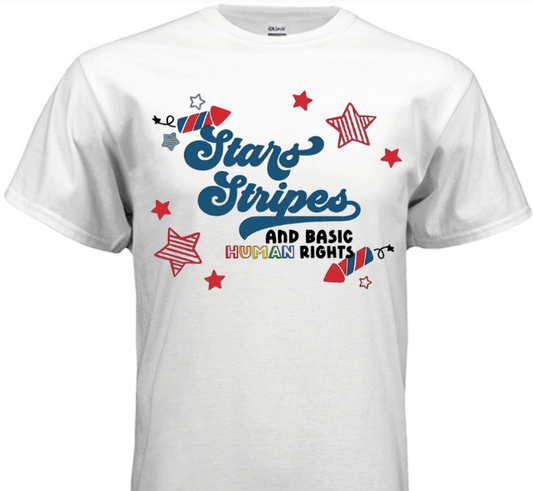 Stars Stripes and Basic Human Rights Shirt - Blue
